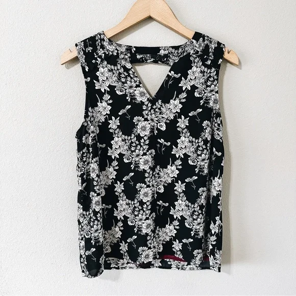 41 Hawthorn Black & White Floral Tank Top Size Medium EUC Stitch Fix - Picture 2 of 14